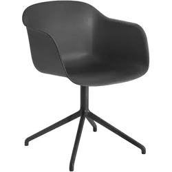 Muuto Fiber Armchair, swivel base, schwarz / schwarz