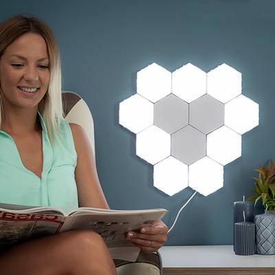 HomeDecorAndMore LLC Hexagon Modular Touch LED Tile Lights, Set Of 5 USB Powered, Freestanding Or Wall Mount, Easy Installation Hexagon Modular Touch LED Tile Lights, Set Of 5 USB Powered, Freestanding Or Wall Mount, Easy Installation
