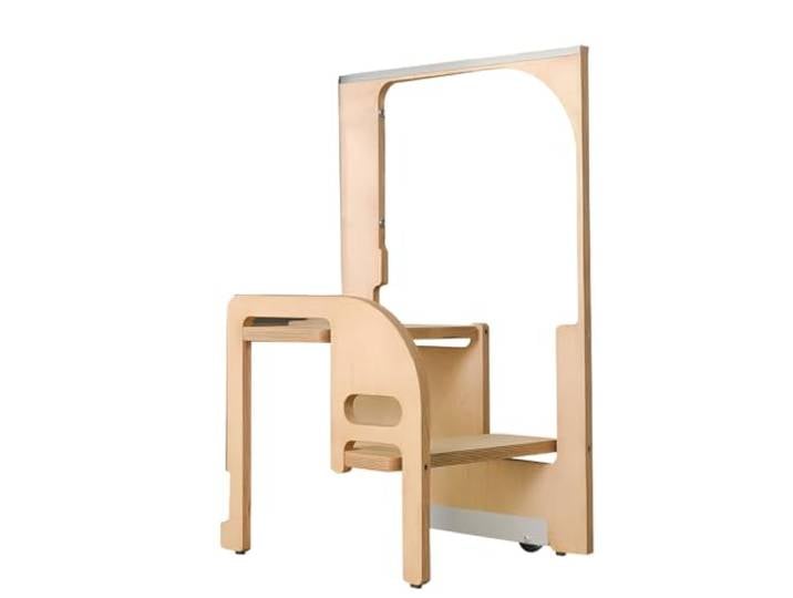 AIZYR Klappbarer Tritthocker Holztritthocker, Klappbarer Höhenverstellhocker Für Die Küche Stehhocker Für Küchentheke, Kleiderschrank,2 Step