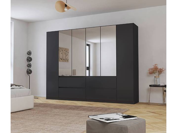 Drehtürenschrank Mainz 271cm Grau/Graumetallic Basic mit Spiegeltür/-en