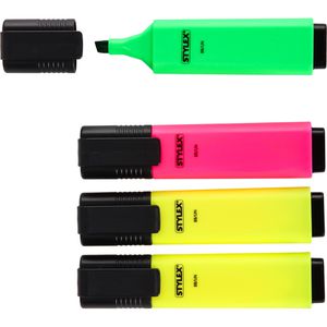 Stylex Textmarker 65550, 4 Stück, Strichbreite 1 - 4mm, farbig sortiert