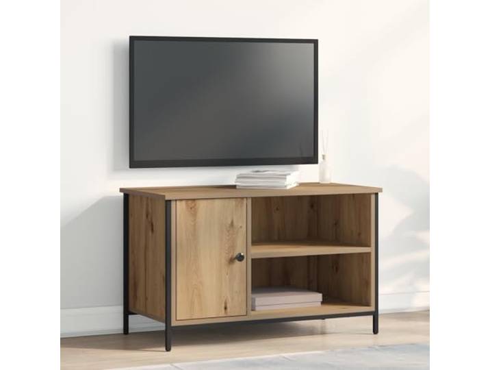 HEFZGDB TV-Schrank Artisan Eiche 80x40x50 cm Holzwerkstoff und Stahl, modernes Unterhaltungssystem mit Stauraum für Technik und Medien, robuste Konstruktion aus Holzwerkstoff
