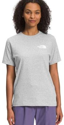 The North Face Women's Short Sleeve Box NSE Tee (Size Small) Light Grey Heather/Black, Cotton