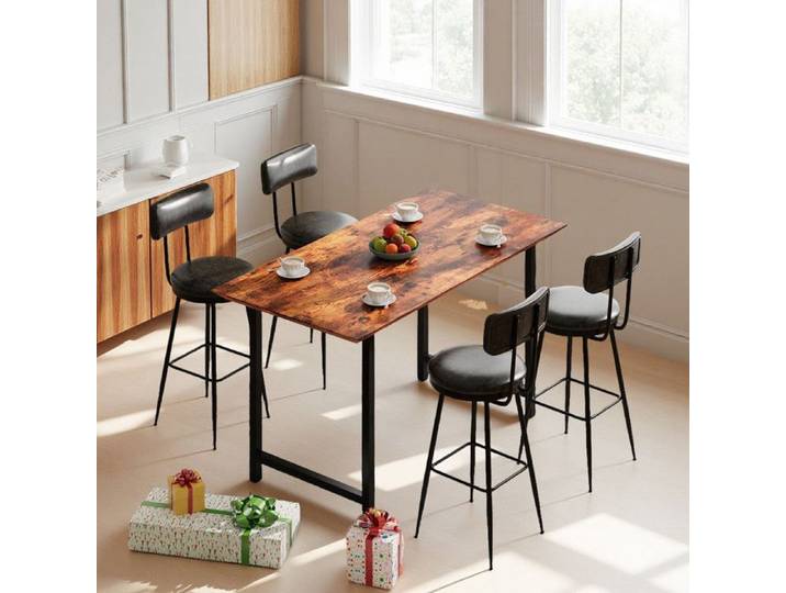 Tabouret de Bar - Noir - Siège en PU Imperméable - Support 136kg - Hauteur 65cm - Lot de 4