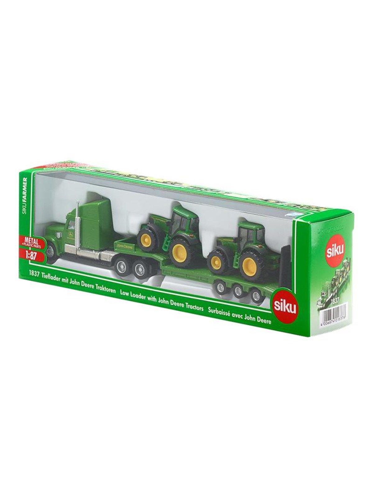SIKU Siku 1:87 Tieflader mit John Deere Traktoren