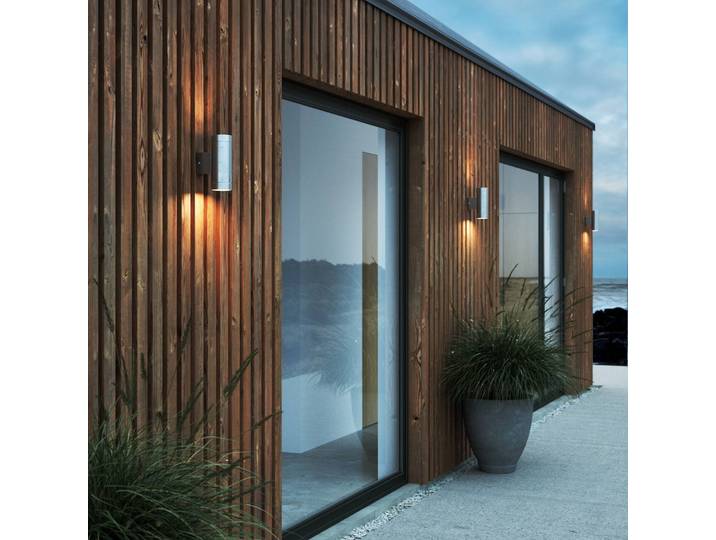 Wandlamp buiten Tin Maxi Double, dimbaar, alu / grijs / zink, metaal, Modern, Wandlamp buiten