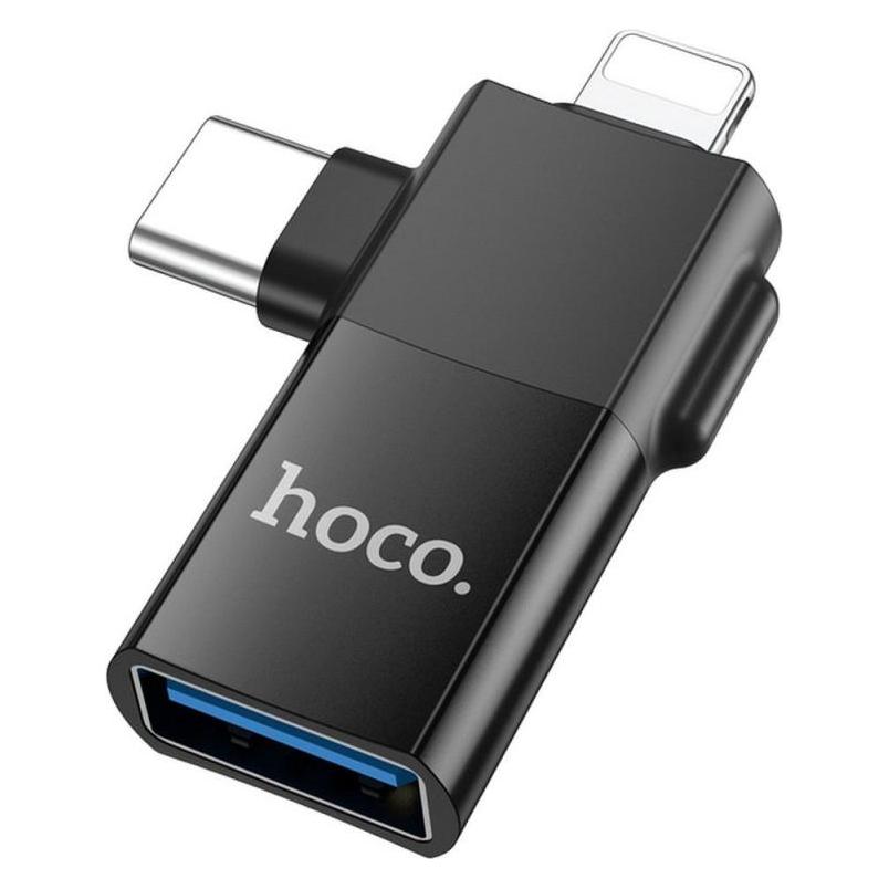 Hoco Cable adapter OTG Type C (male) / Lightning (male) to USB A (female) 2in1 UA17 black (USB-A) (56665209)