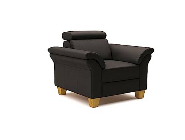 CAVADORE Echtleder-Sessel Ammerland / Sessel im Landhaus-Stil mit Federkern + Kopfteilverstellung / 101 x 84 x 93 / Leder Dunkelbraun