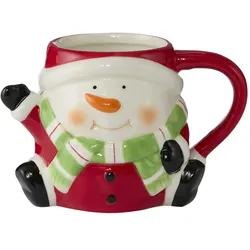 HOME STORY Tasse Schneemann   ¦ rot ¦ Dolomite ¦ Maße (cm): B: 10 H: 10