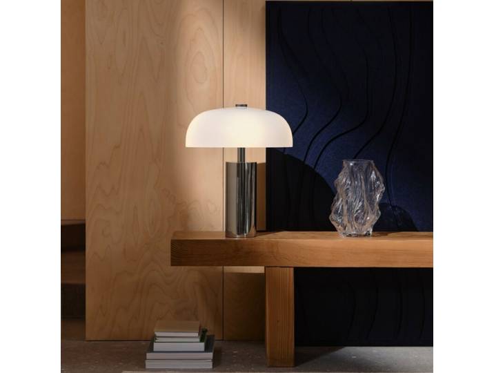 Nordlux Tischleuchte Gabrielle, aus Metall, Chrom/Opalglas moder