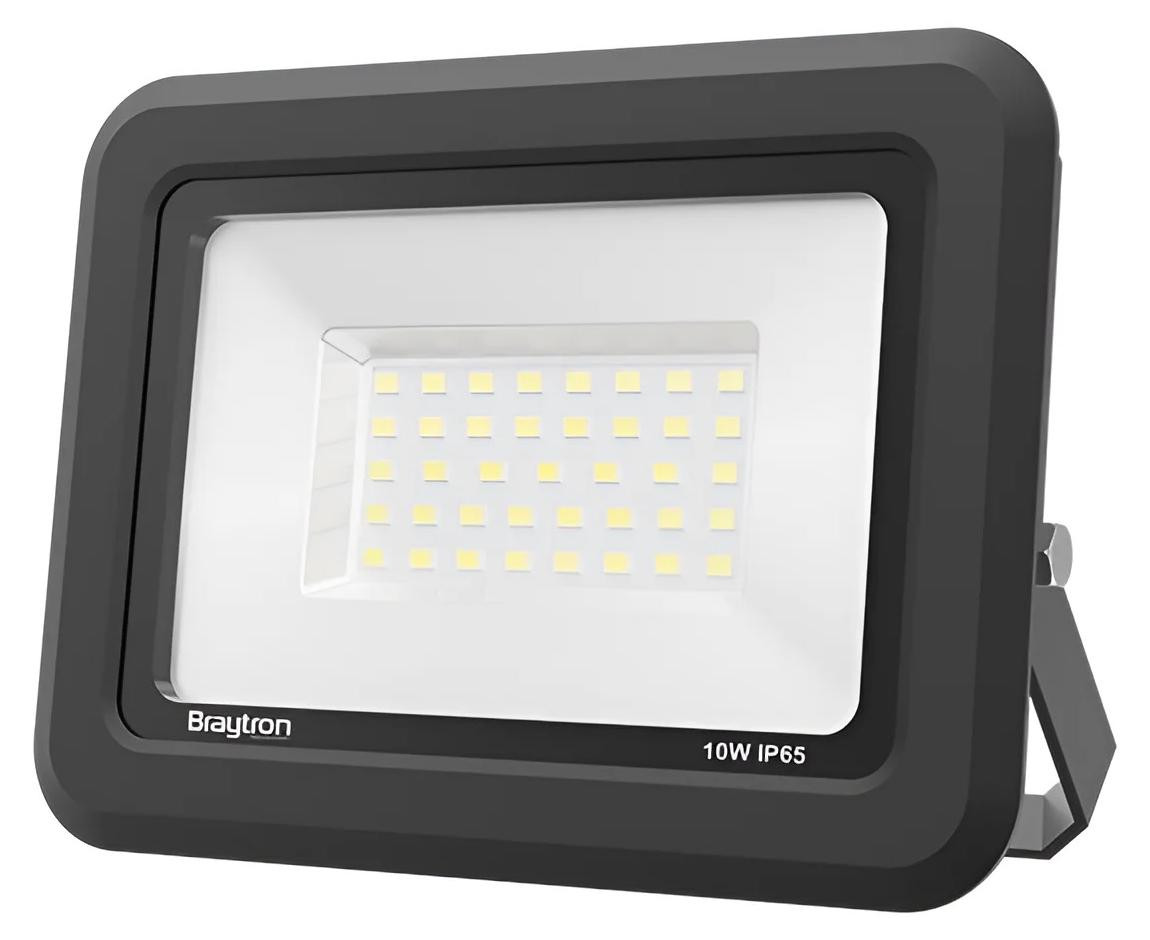 Braytron LED-schijnwerper 10W Koelwit 6500K 800lm Zwart IP65 voor Buitengebruik
