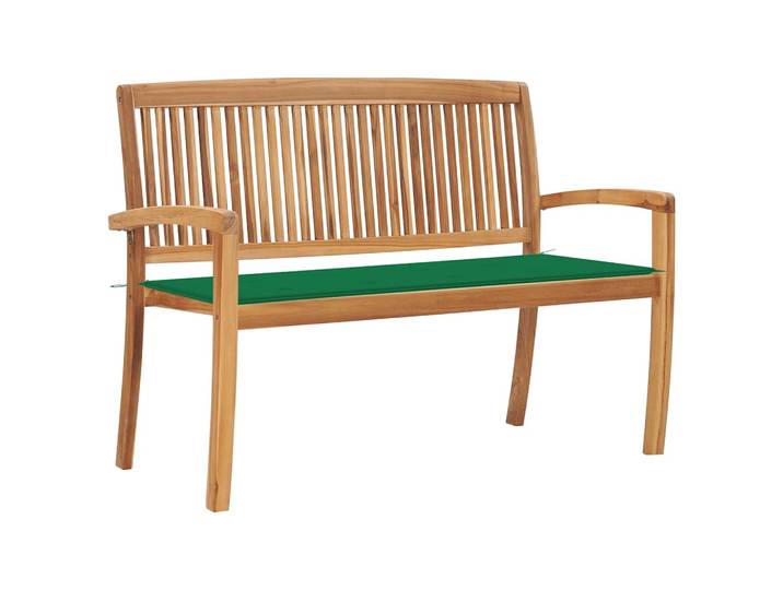 vidaXL Stapelbare Gartenbank mit Auflage 128,5 cm Massivholz Teak