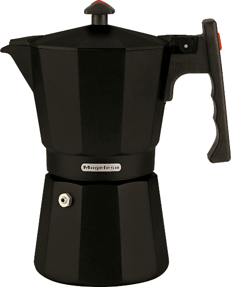 Cafetera tradicional - Magefesa Jamaica Black 9, Aluminio, 9 tazas, Apta para todo tipo de fuegos, Negro