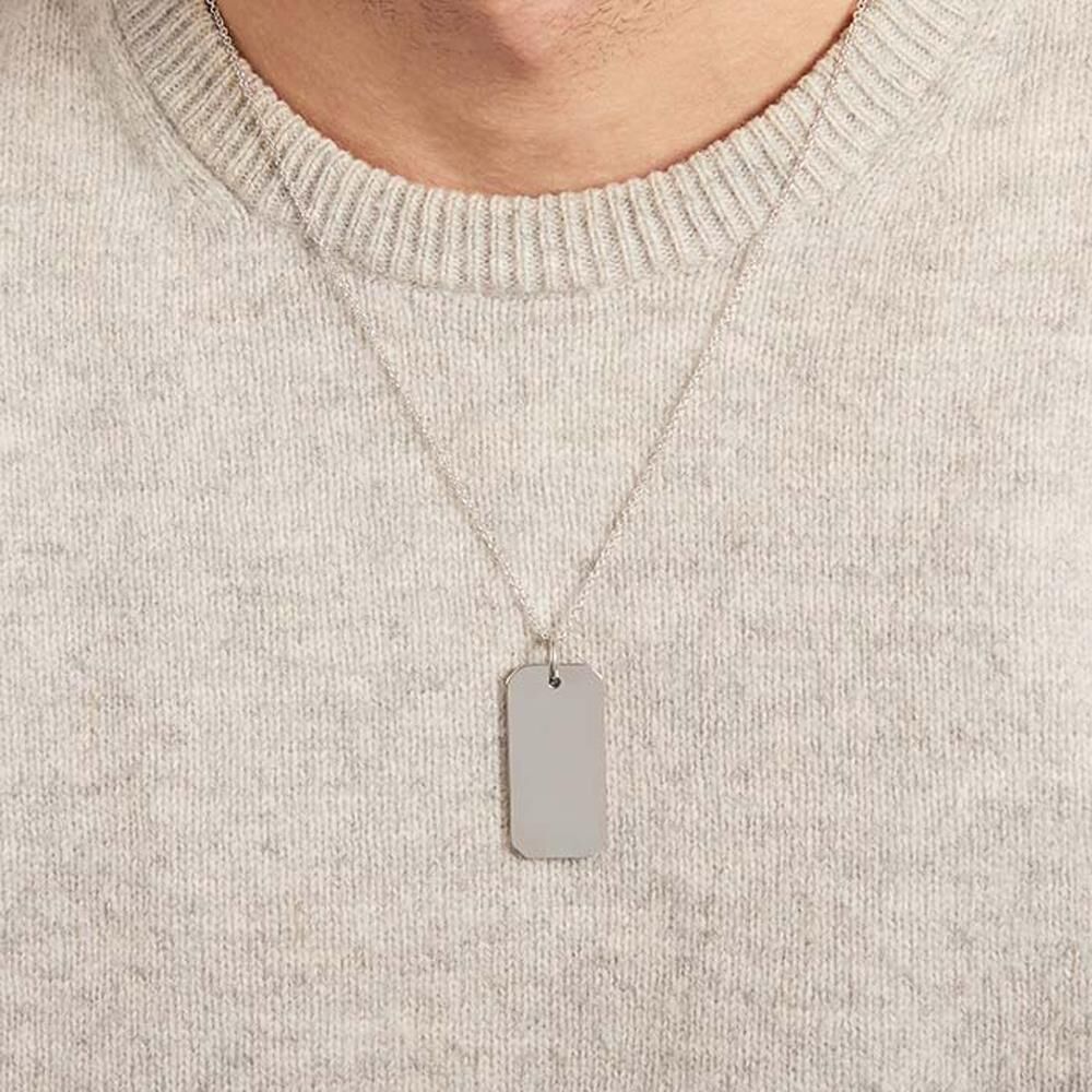 Unique Edelstahlkette Anhänger Dog Tag silber