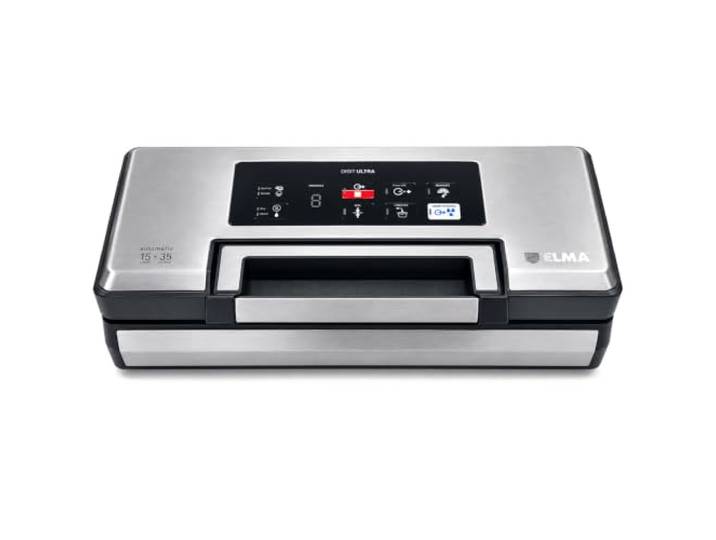 ELMA Digit Ultra Vakuumiergerät mit Dichtungsstab, 35 cm, integrierter Schneider, für intensive Verwendung, geeignet für Flüssigkeiten und Behälter, inklusive Rolle und 5 Beutel für Flüssigkeiten