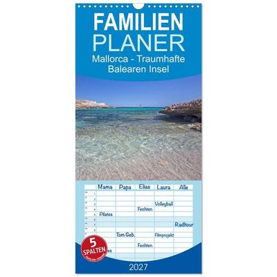 Familienplaner 2027 - Mallorca - Traumhafte Balearen Insel mit 5 Spalten (Wandkalender, 21 x 45 cm) CALVENDO