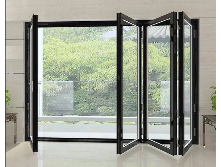 Porte pliante double verre personnalisée Jazz, accordéon en aluminium, délit lisse, portes pliantes pour la décoration de la maison