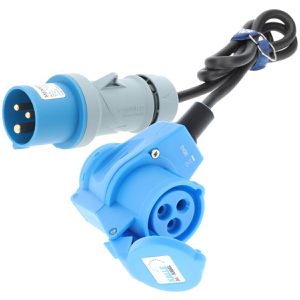 Kalle-das-Kabel Verlängerungskabel Camping, für außen IP44, CEE 230 V / 16 A, Kabeltyp H07RN-F aus Gummi, schwarz, 1,5 m