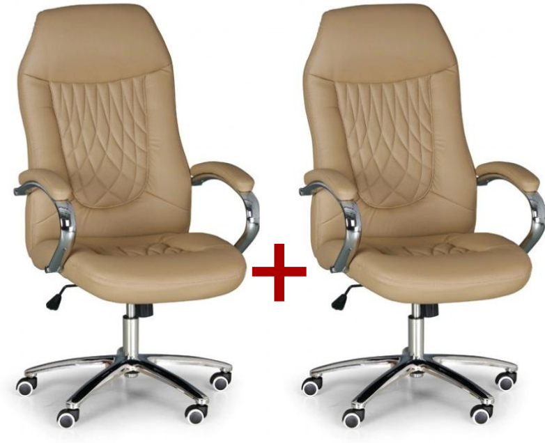 B2B Partner Leder-Chefsessel SUPERIOR 1+1 GRATIS, beige