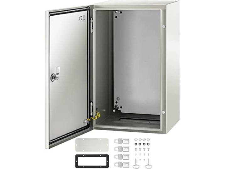VEVOR Boîte de Distribution Électrique 50x30x25 cm Armoire Électrique IP66 Armoire de Distribution en Acier au Carbone Cache Compteur Électrique Coffret Électrique Étanche Extérieur pour Montage Mural