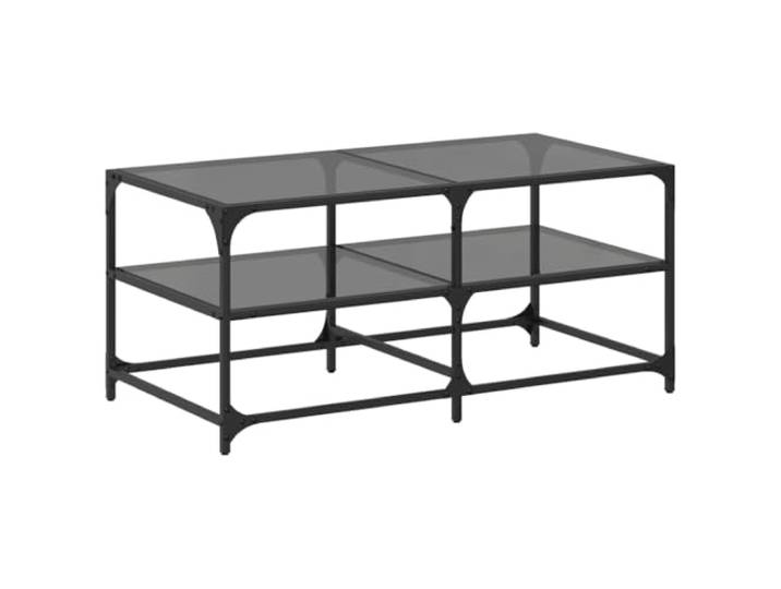 LASWWQMRF Couchtisch Schwarz mit Glasplatte 98,5x50x45 cm Eleganter Beistelltisch aus Glas und Stahl für Wohnzimmer und Büro. Pflegeleichte Oberfläche für Snacks und Deko.