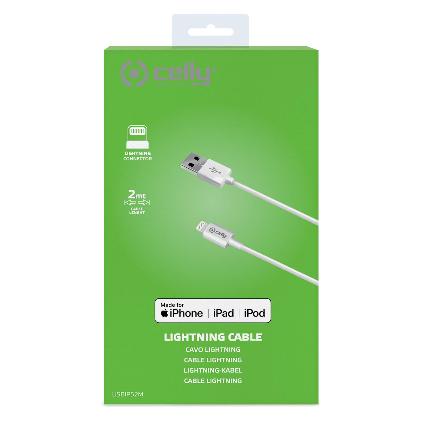Celly Lightning cable 2m white (2 m, USB 3.2 Gen 1) (USBIP52M)
