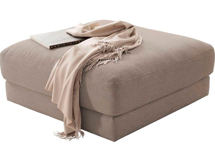 Polsterhocker, Strukturstoff, Taupe, 100×100 cm, Flecken-Schutz, Modern, Candy-Polstermöbel