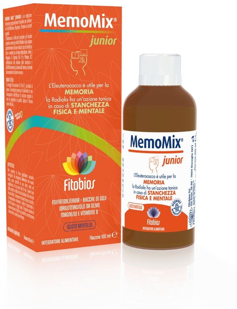 FITOBIOS Srl MemoMix Junior 100ml - Integratore Cognitivo per Bambini con Gusto Fruttato