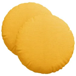 vidaXL Sitzkissen 2 stk. Cordstoff Helles Gelb Ø 40 cm
