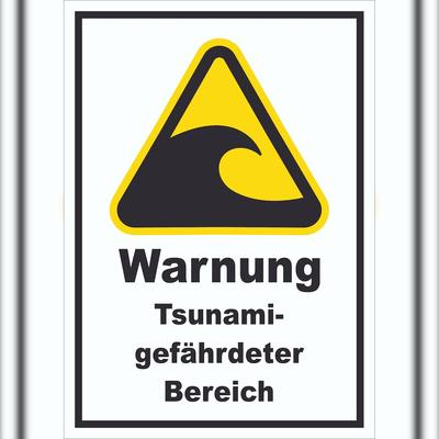 HB-Druck Schild Warnung Tsunami-gefährdeter Bereich A2 (420x594mm)