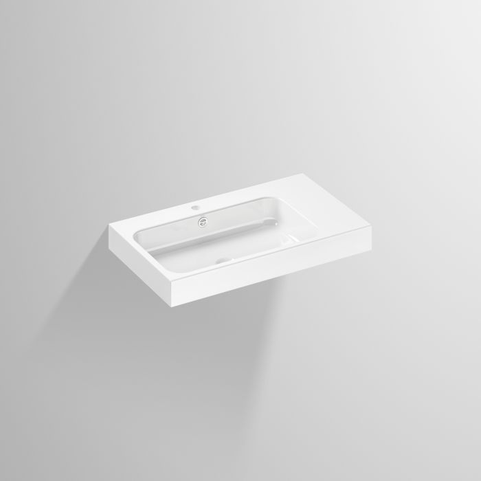 Alape SR800H Waschtisch 4281600000 80x47,2cm, weiß, mit Hahnloch/Überlauf, Becken links