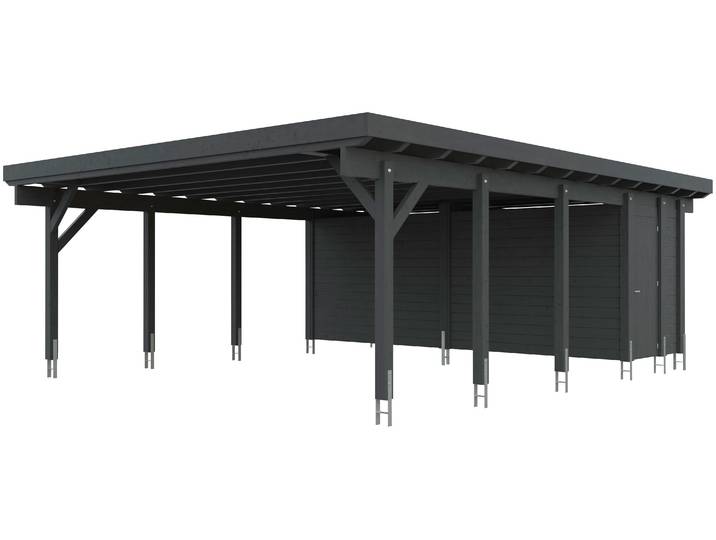 Carport-Geräteraum KIEHN-HOLZ, grau (anthrazit), Holzwerkstoff, Gerätehäuser, Carport-Geräteraum, nur für Carport KH 330/331, versch. Farben
