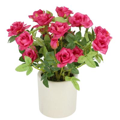 Kunstblume I.GE.A. "Wildrosen Busch im Topf", rosa, B:18cm H:21cm L:18cm, Polyester, Kunstpflanzen, Rosen Kunstrosen Kunstpflanze Blumen Künstliche Hochzeitsdeko