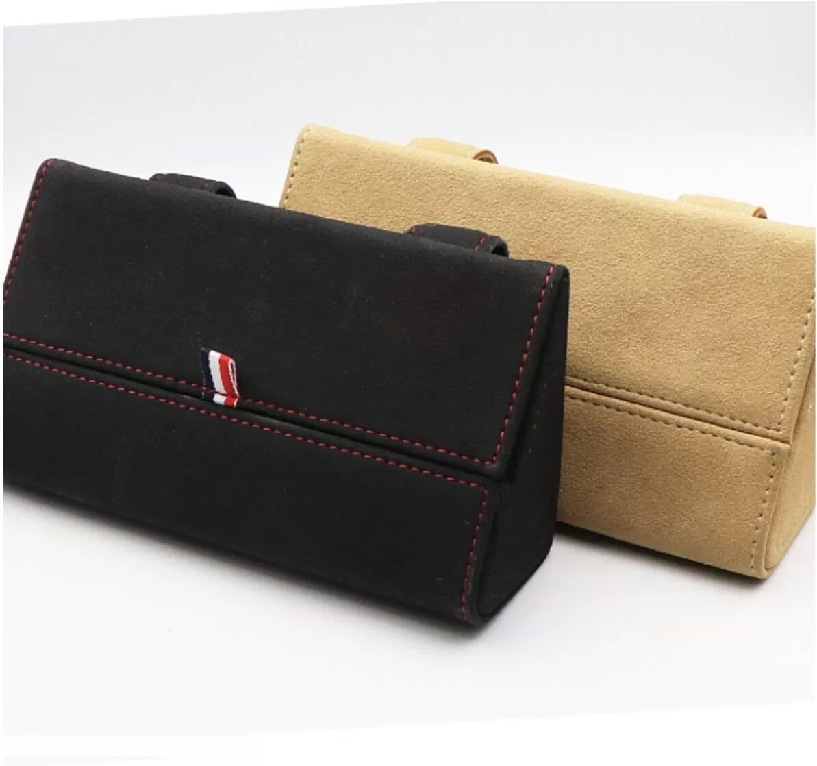 INF Porte-lunettes en suède pour voiture - Clip universel sur visière, protection douce et multiples options de montage Gris