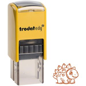 Trodat Motivstempel edy FIX Stegosaurus, aus Kunststoff, 1,9 x 1,9 cm, selbstfärbend, orange