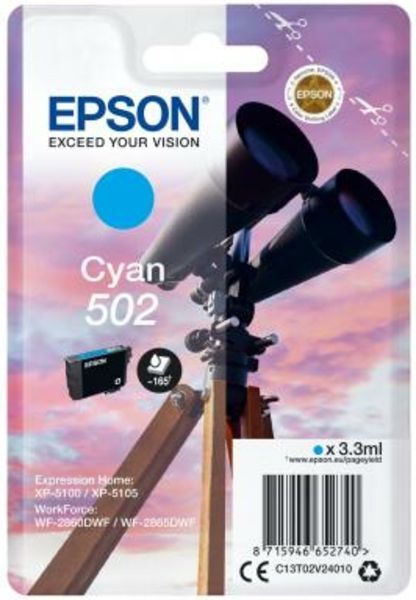 Epson 502 (C13T02V24010) - Cyan - Cartouche d'encre Cyan