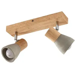 Brumberg Deckenleuchte BOLORIA, 2-flammig, 2x E14, Holz hell / Schirm Beton, matt BRUM-57172730