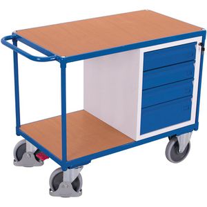 VARIOfit Werkstattwagen sw-600.602, Tragkraft 500kg, Montagewagen, 1060 x 600mm, 1 Ablage & 4 Schübe