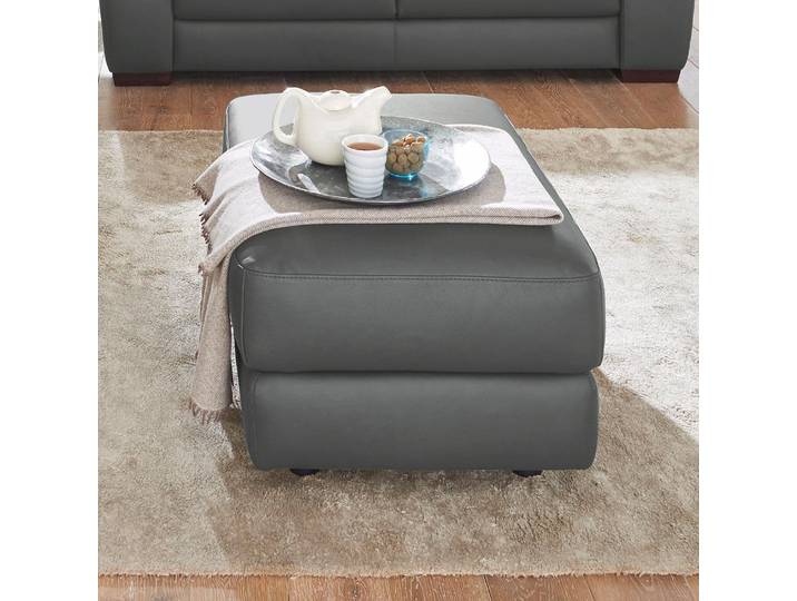 Hocker CALIA ITALIA Gaia, hochwertiger, edler Lederhocker mit erstklassigem Sitzkomfort , grau, B:67cm H:44cm T:90cm, Leder SORRENTO - 100% Leder;Leder BULL - 100% Leder, Hocker, Hocker