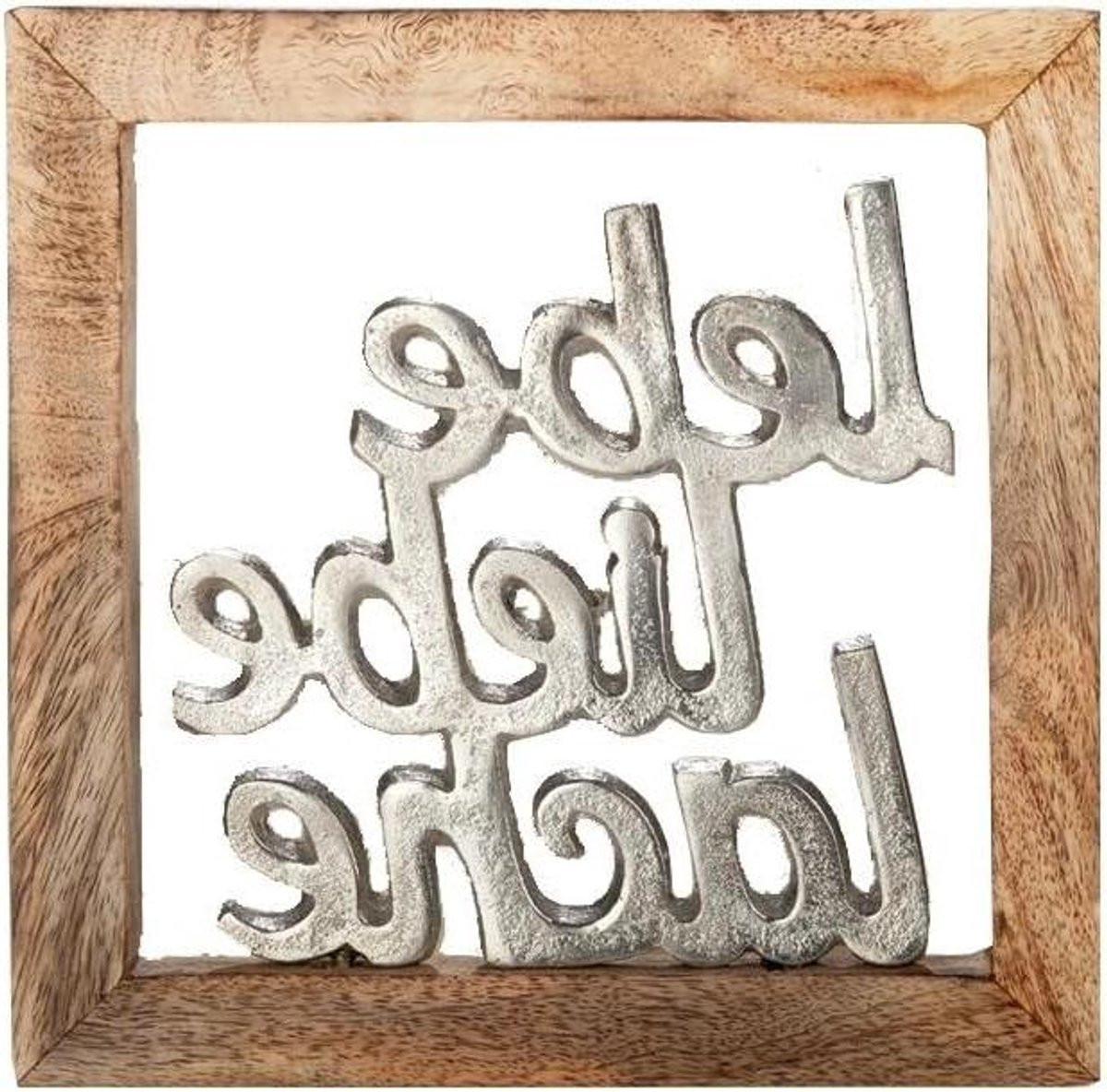 Fotolijst Hout Wanddecoratie Lebe Liebe Lach Zilver 20 x 20 cm