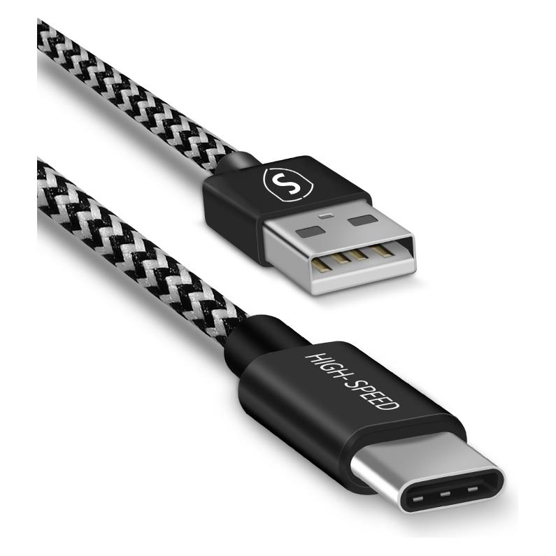 SIGN Skin USB-C-Cable 2.1A, 3 m - Black/White (3 m) (SNCAB-C3M)