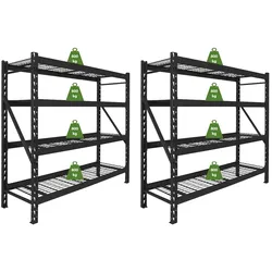 Baumarktplus 2x Schwerlastregal Enno 180x190x60 cm 3200 kg Stahl Stecksystem 4 Gitterböden Lagerregal Pickregal