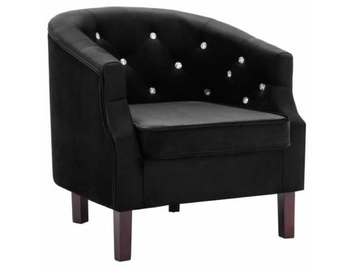 Sessel Samt Schwarz mit Kristallknöpfen, Holzbeine Elegantes Design, Schaumstoffpolsterung, Kautschukholz, einfache Montage, 110 kg Belastbarkeit