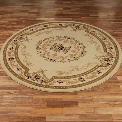 Touch of Class "Grand Aubusson Round Rug 7'10"" Round, 7'10"" Round, Ivory"