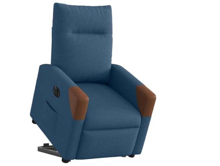 WHOPBXGAD Elektrisch Bequem Aufstehhilfe Blau Stoff Elektrischer Relaxsessel mit Aufstehhilfe Blau Stoff, Fernbedienung, Liegefunktion 135 Grad, Seitentasche, Belastbar bis 110