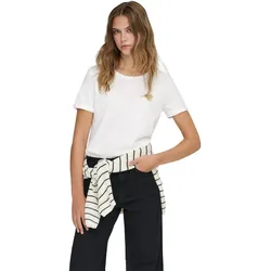 Only T-Shirt Kita in Weiß mit Glitzer-Herz-XS