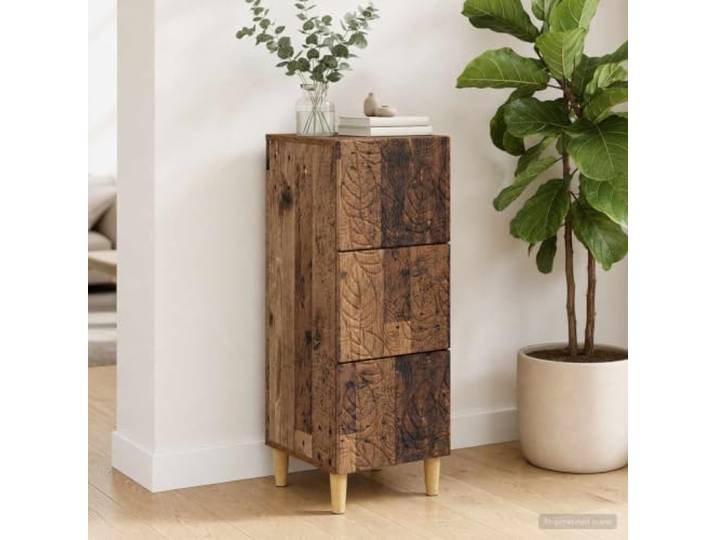 GPWERSDF Schubladenschrank Altholz 33x34,5x90 cm Holzwerkstoff Kommode Vintage-Design, stabile Eukalyptusbeine, vielseitig einsetzbar, einfache Pflege
