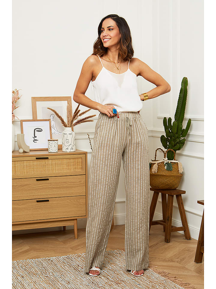 Le Monde du Lin Leinen-Hose in Taupe - 40/42