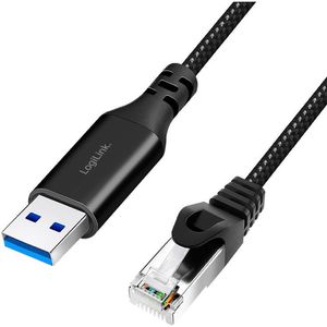 LogiLink Netzwerkkabel CU0406, schwarz, Cat 6, 250MHz, 1Gbit/s, S/FTP, USB-A auf RJ45, 10m