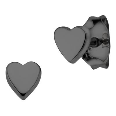Paar Ohrstecker CAÏ "925/- Sterling Silber schwarz-rhodiniert Herz", schwarz, Ohrringe, Damen, one-size, Silber 925 (Sterlingsilber)